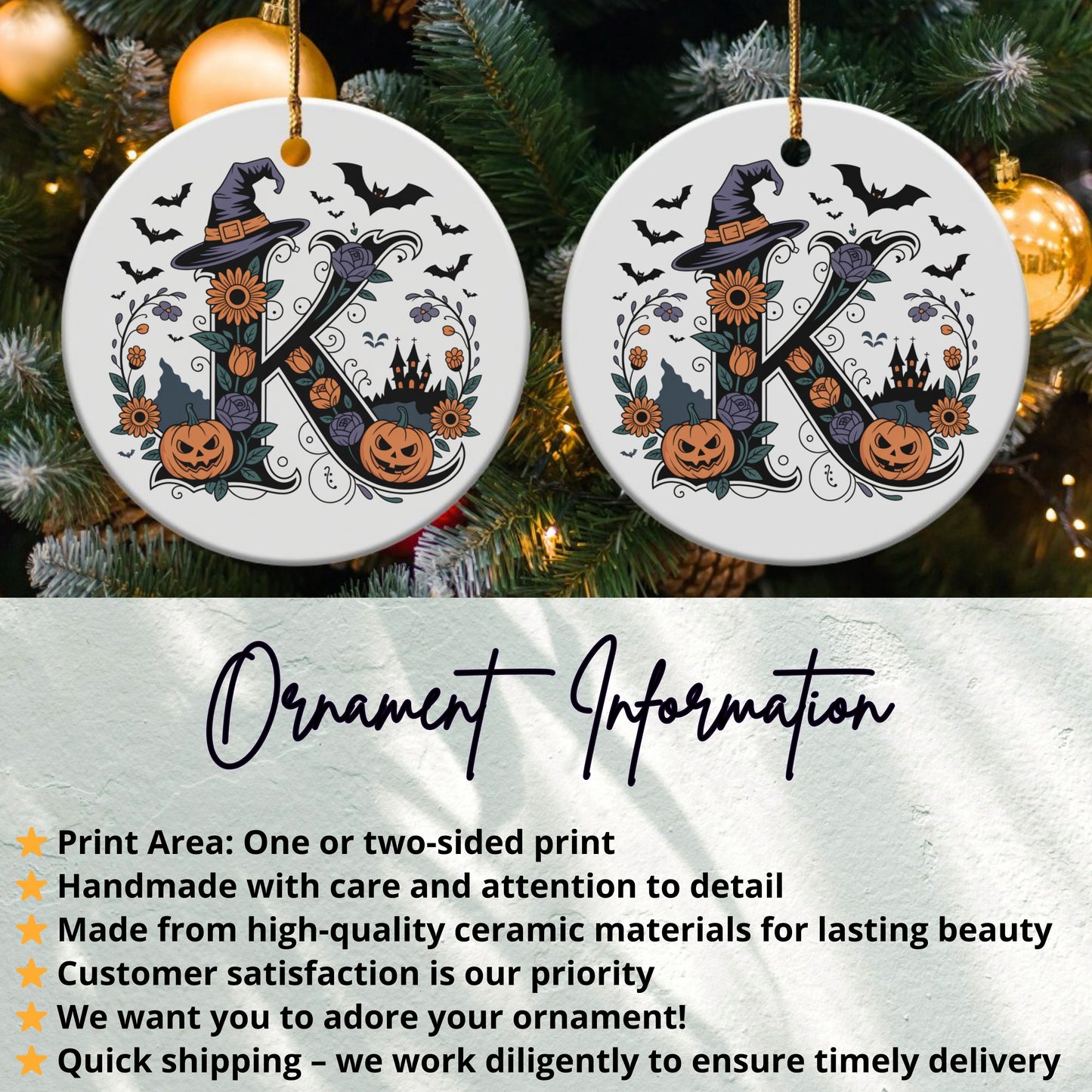 Halloween Style Personalized Letter K Ornament product