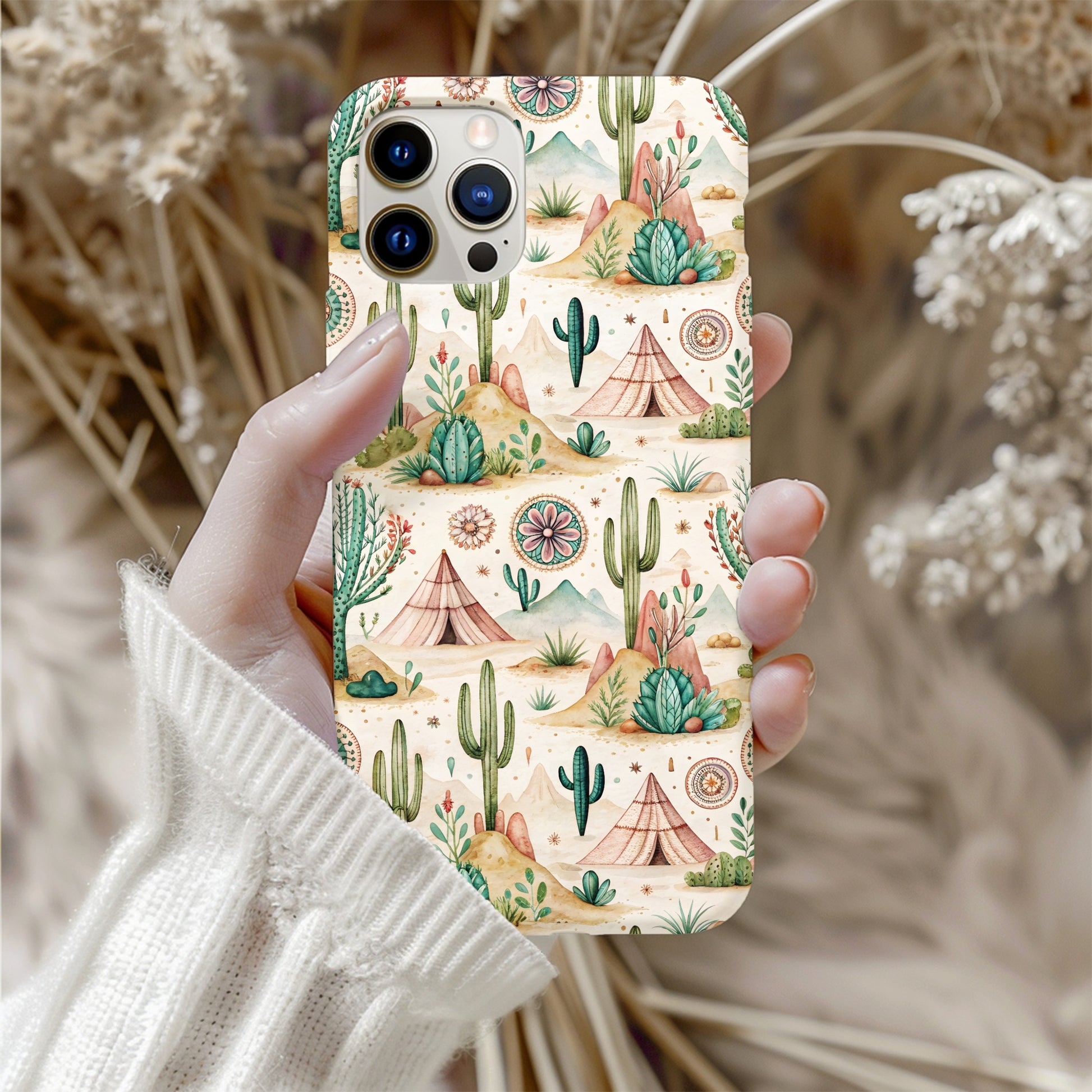 Boho Desert Cacti iPhone Case Southwestern Style Cover