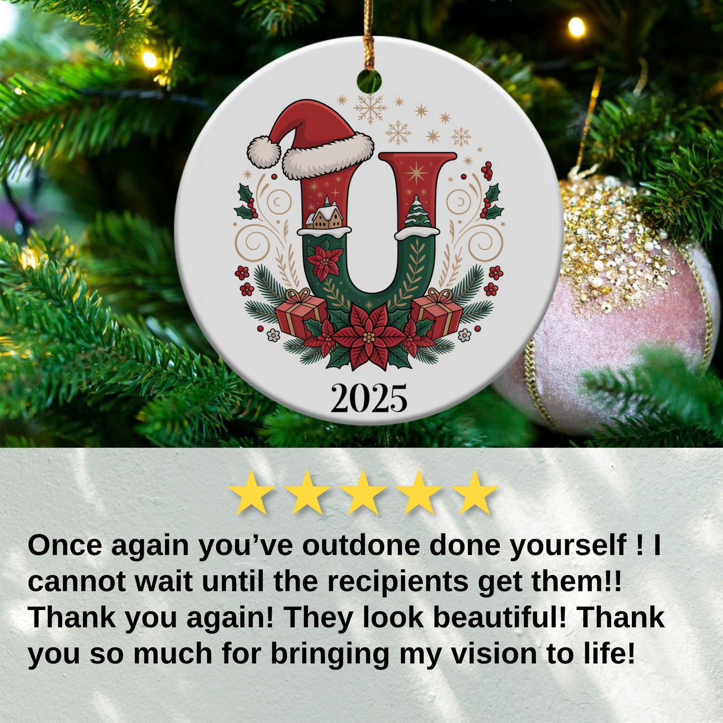 Christmas Personalized Letter U Ornament product