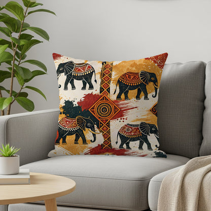 Elephant Themed Throw Pillow with Artistic Design Decor