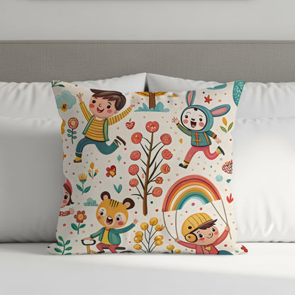 Playful Adventure with Childrens Cartoon Throw Pillows - Walk Greener