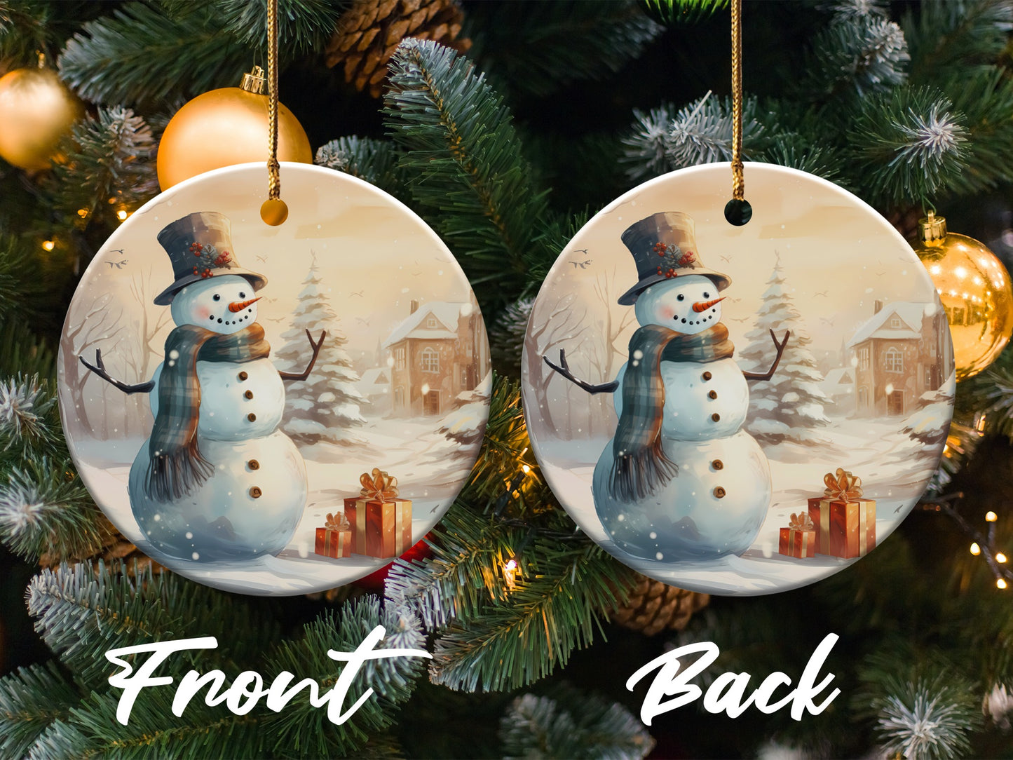Front and Back Snowman Design Christmas Decoration product type