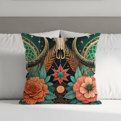 Decorative Floral Skulls Patterned Texture Design Pillows & Pillow Cases - Walk Greener