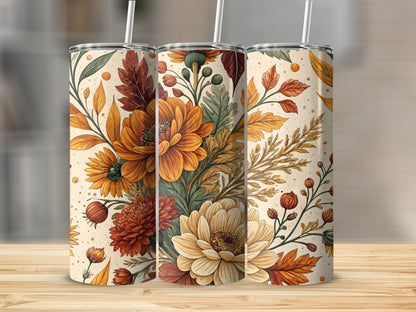 Autumn Floral Insulated Tumbler with Straw Drinkware