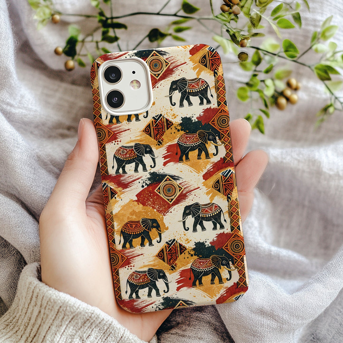 Ethnic Elephant Patterned Case for iPhone 11 Phone Case