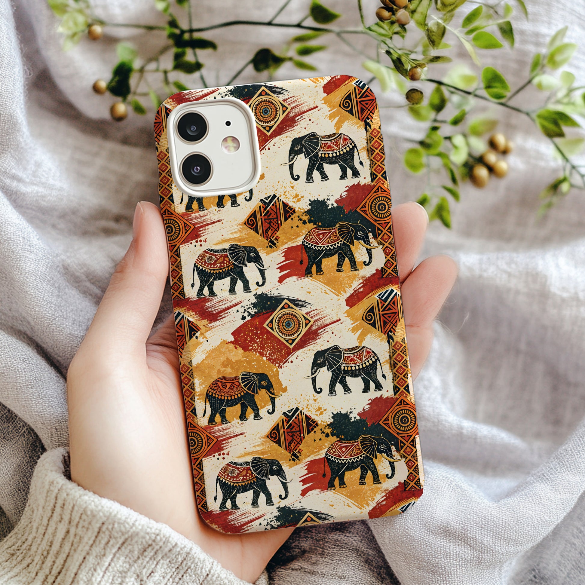 Ethnic Elephant Patterned Case for iPhone 11 Phone Case