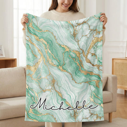 Personalized Marble Design Blanket with Name Michelle
