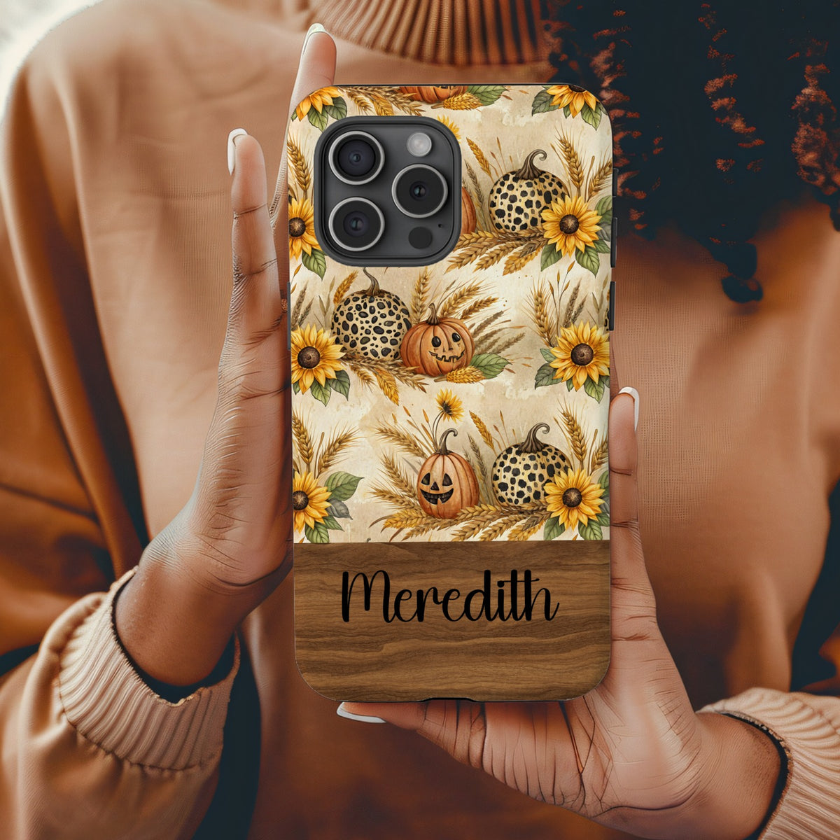 Personalized Autumn Sunflowers and Pumpkins Phone Case