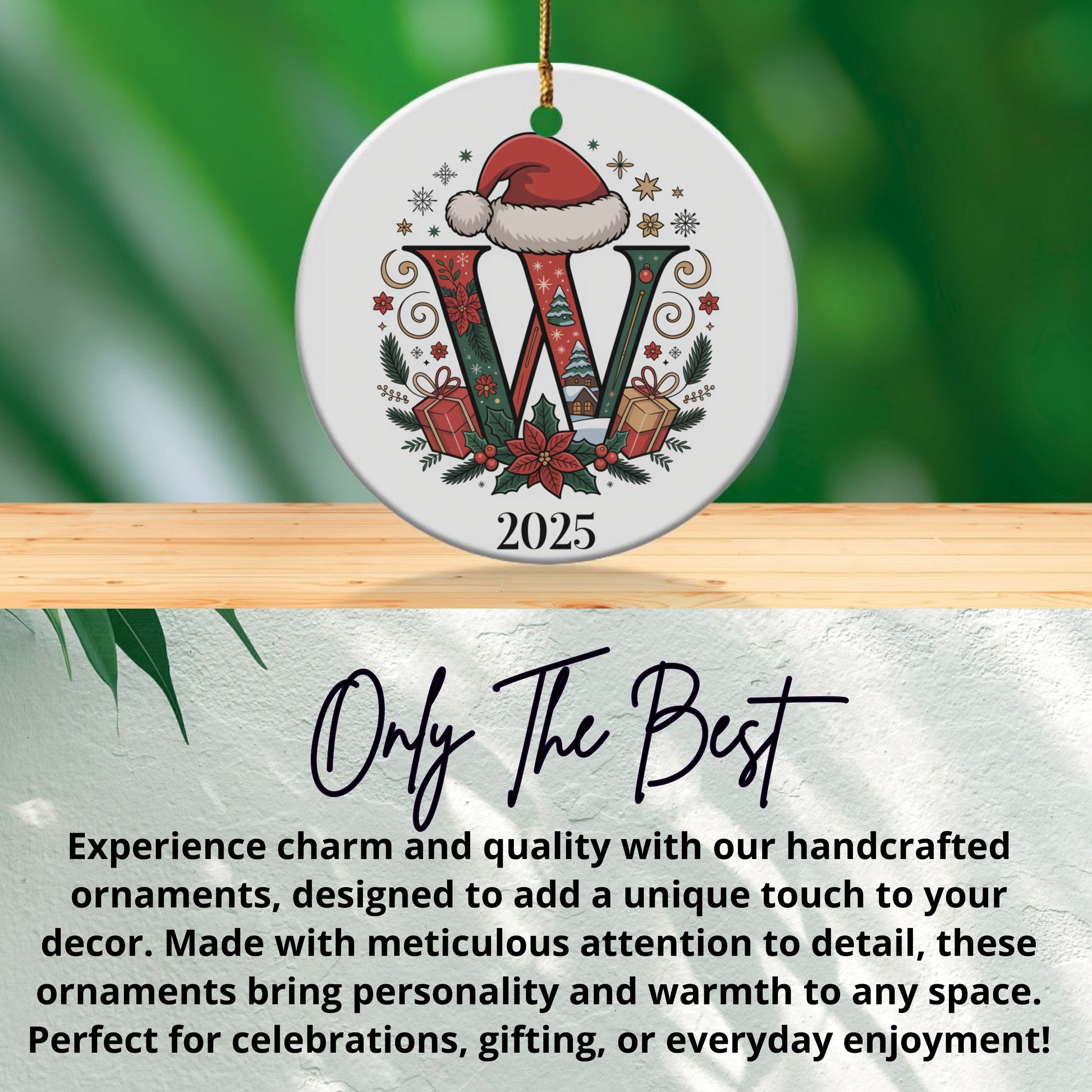 Santa Hat Monogram Ornament Personalized Holiday product