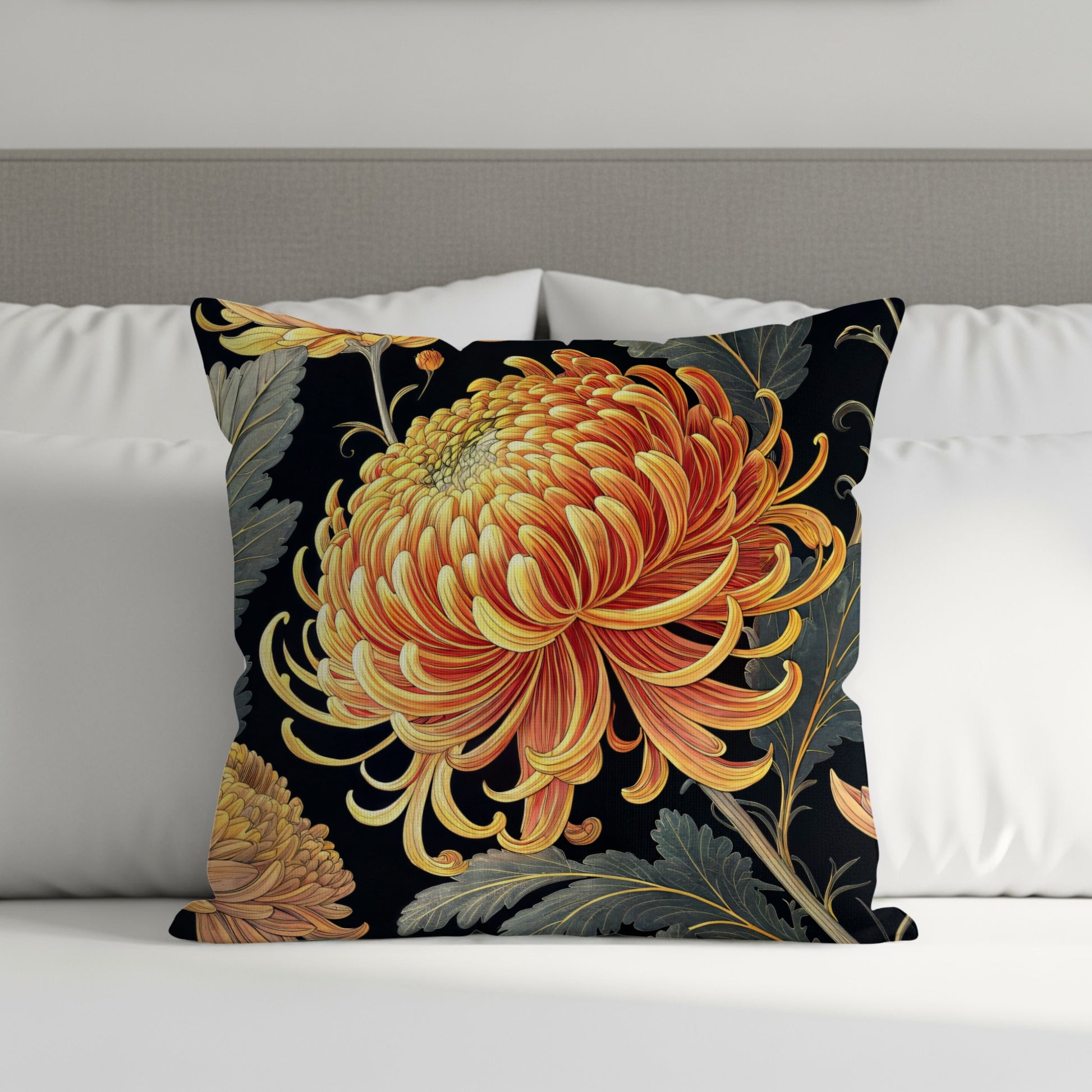 Vibrant Chrysanthemum Floral Throw Pillow Home Decor