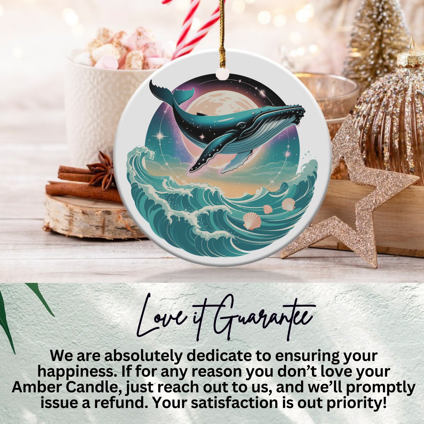 Beautiful Whale and Moon Scene Hanging Ornament product
