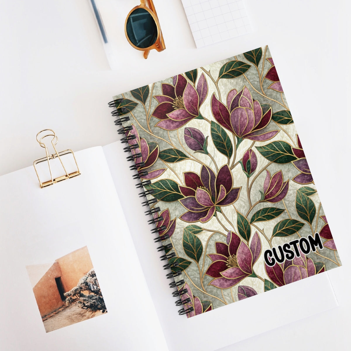 Custom Floral Design Spiral Bound Notebook