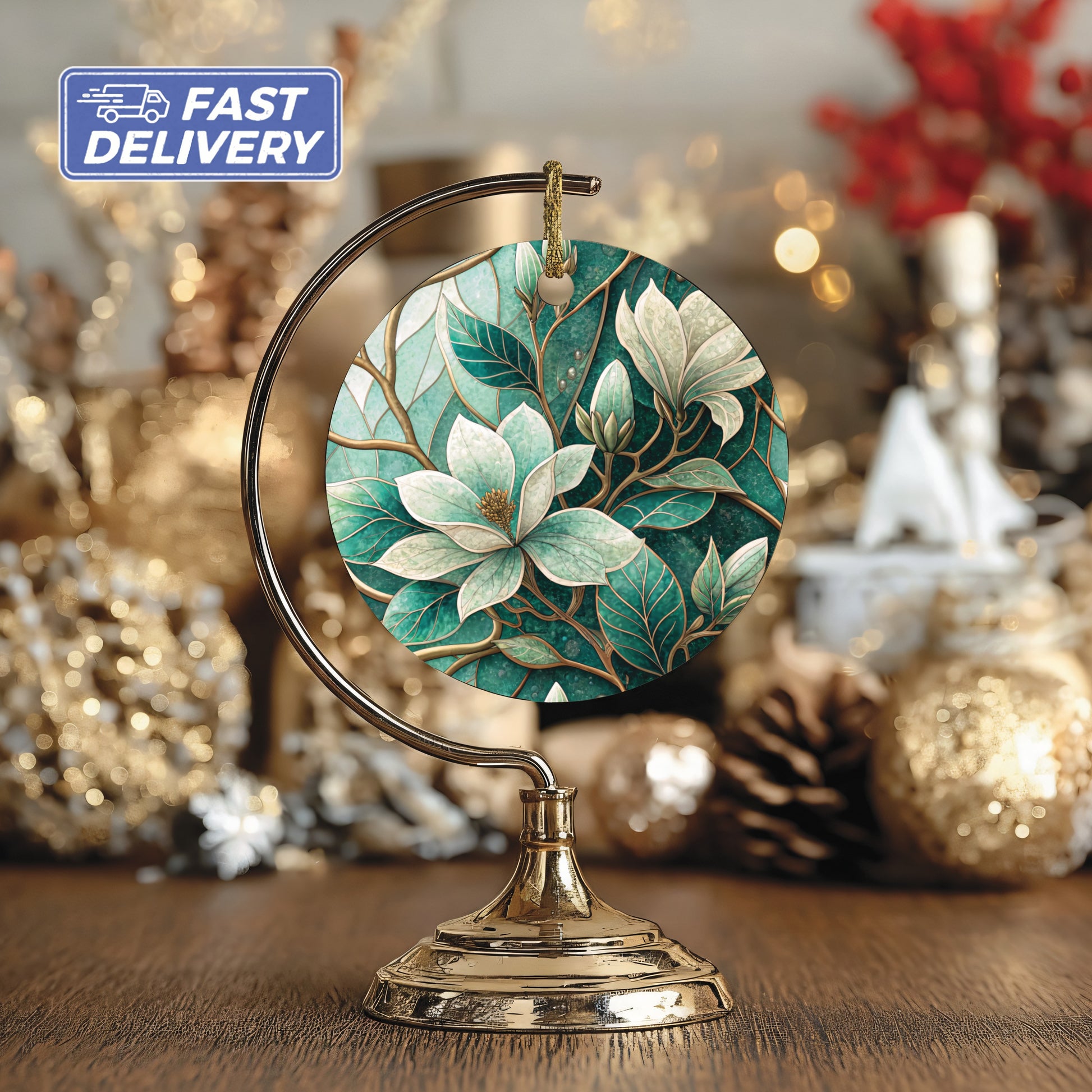 Elegant Floral Round Ornament With Fast Delivery Option