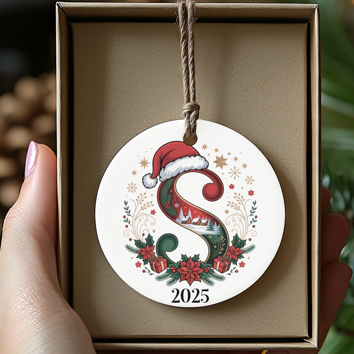 Personalized Christmas Ornament with Initial S product type
