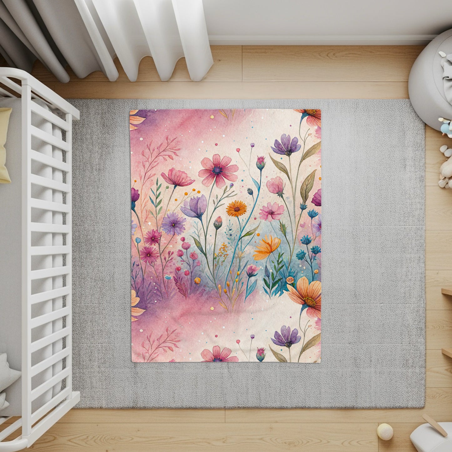 Watercolor Floral Garden Scene Artistic Design - Walk Greener