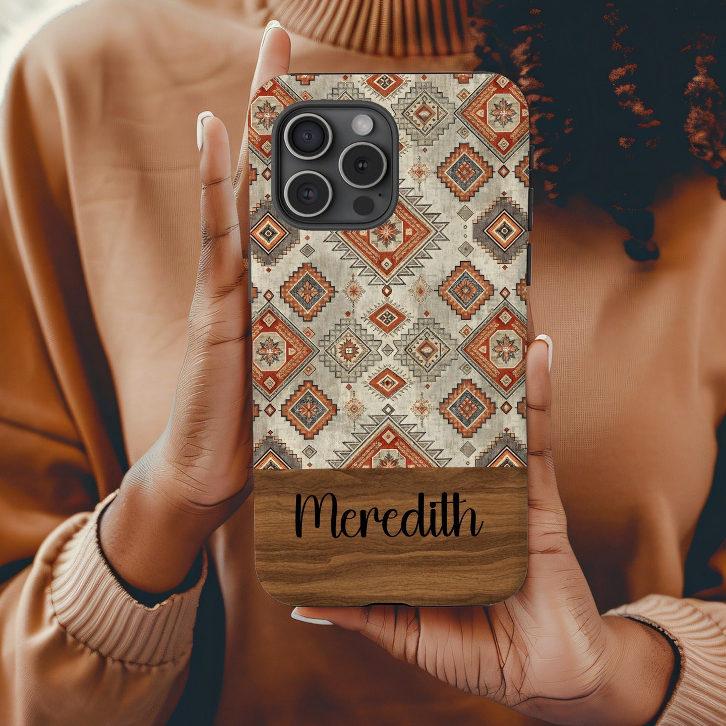 Custom Name Geometric Pattern Phone Case Cover