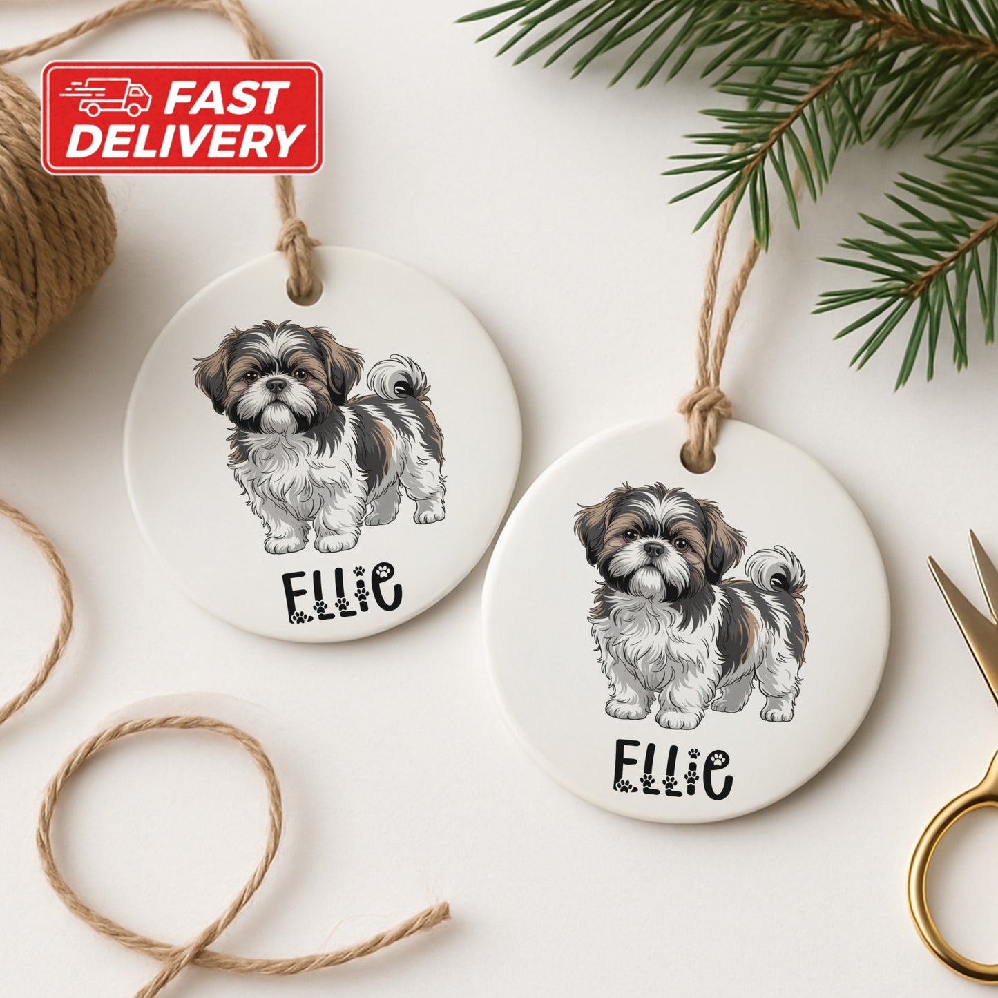 Custom Dog Illustration Ornament Christmas Decoration product