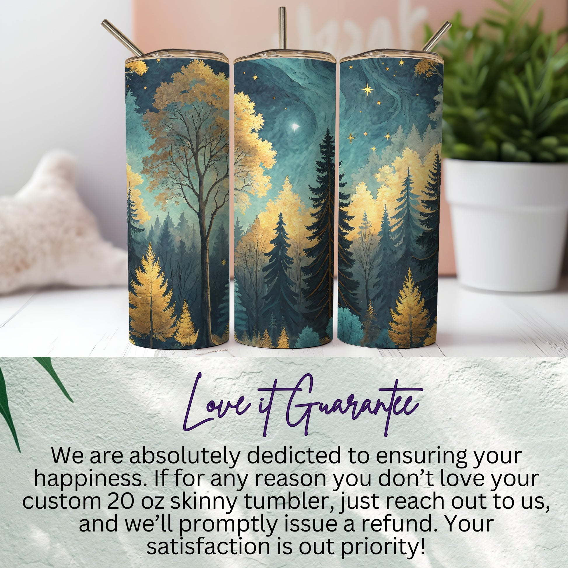 Beautiful Forest Scene 20 oz Skinny Tumbler Cup