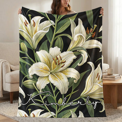 Personalized Floral Blanket with Name Kimberly Design