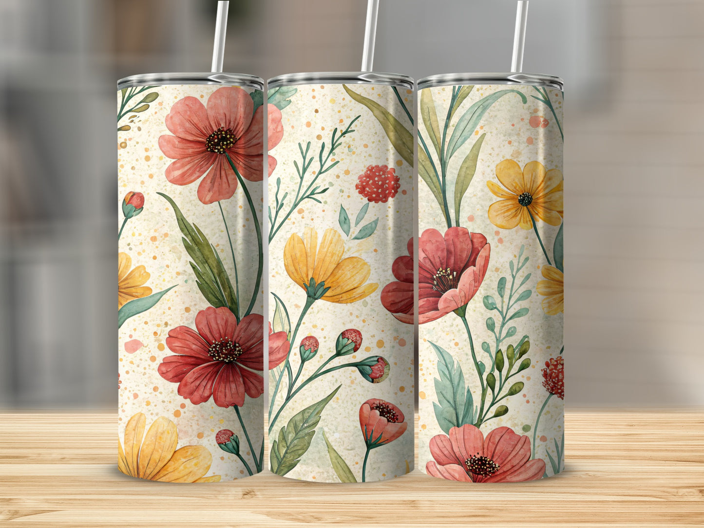 Watercolor Floral Delight Design 20 oz Skinny Tumbler - Walk Greener