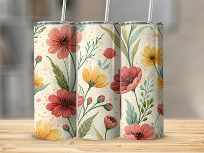 Watercolor Floral Delight Design 20 oz Skinny Tumbler - Walk Greener
