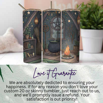 Witchy Themed 20 oz Skinny Tumbler with Lid and Straw