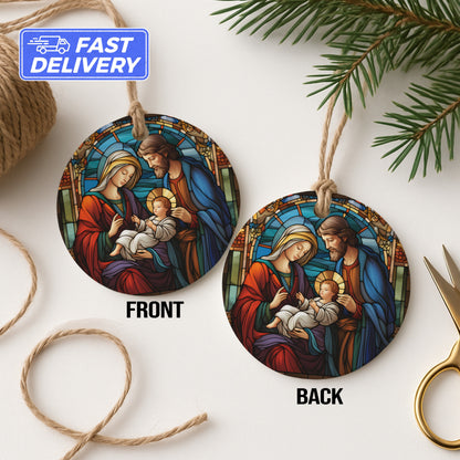 Holy Family Stained Glass Ornament Christmas product