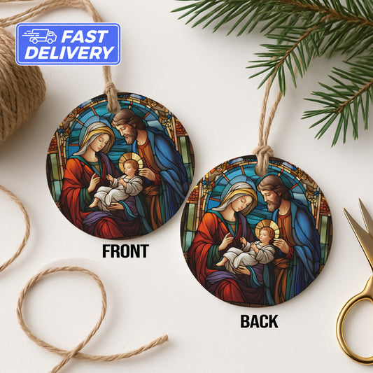 Holy Family Stained Glass Ornament Christmas product