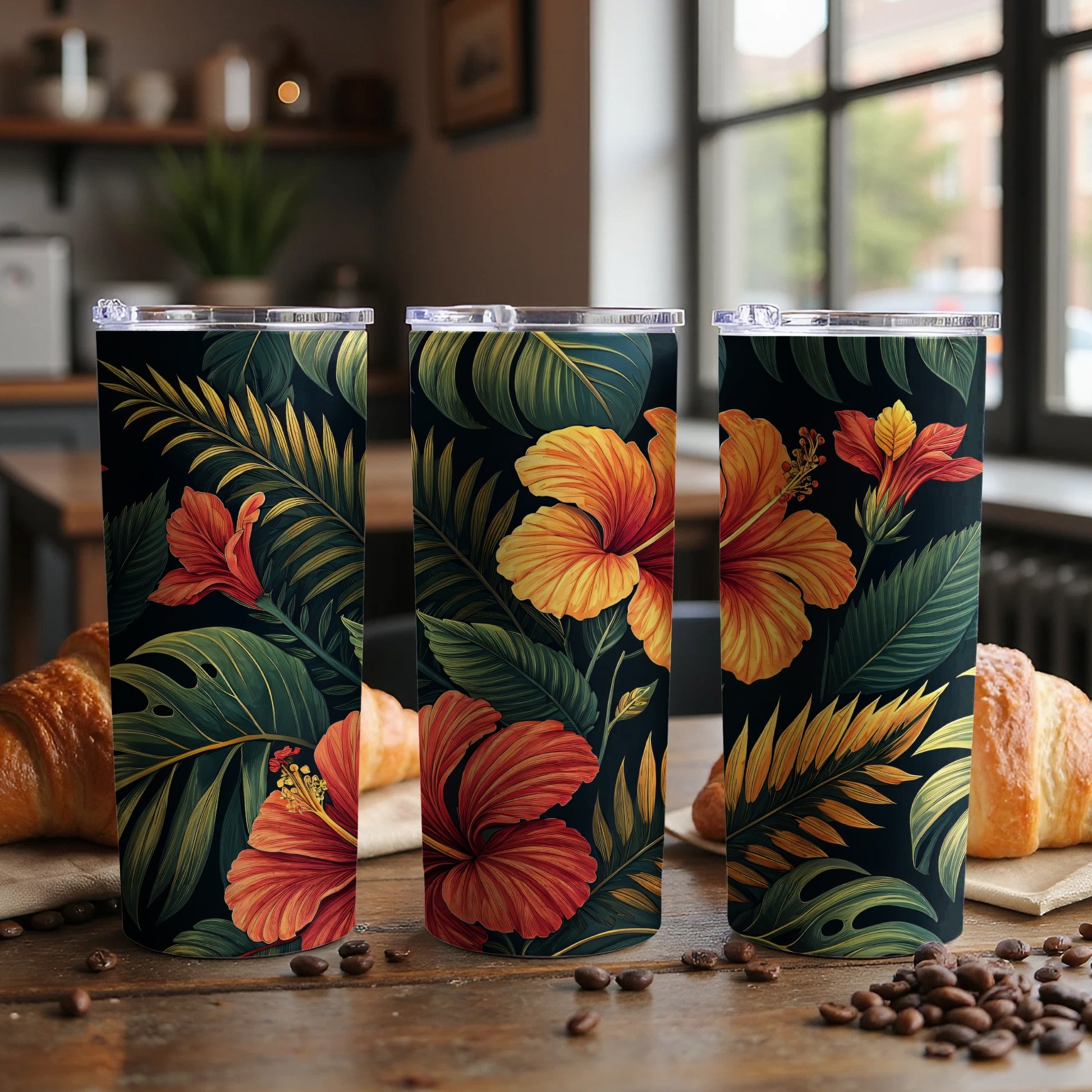 Vibrant Tropical Floral Travel Mug for Coffee Lovers