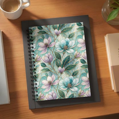 Floral Pattern Spiral Bound Notebook for Daily Journaling