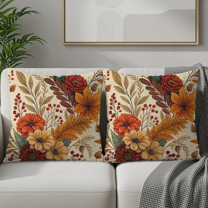 Autumn Floral Pattern Decorative Pillow Cover Set