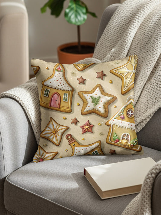 Adorable Gingerbread Holiday Seamless Pattern Design Throw Pillows - Walk Greener