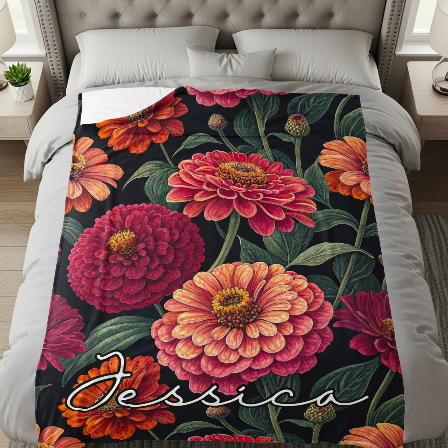Dark Floral Custom Name with Vibrant Blooms Pattern - Walk Greener