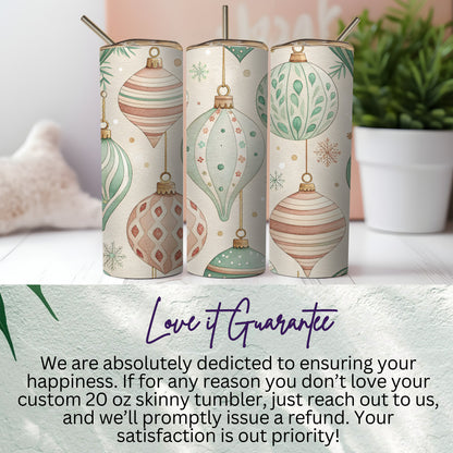 Festive Holiday Ornaments 20 oz Skinny Tumbler