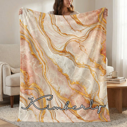 Personalized Kimberly Marble-Style Cozy Throw Blanket