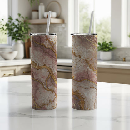 Elegant Marble Pattern Insulated Travel Tumbler Cup