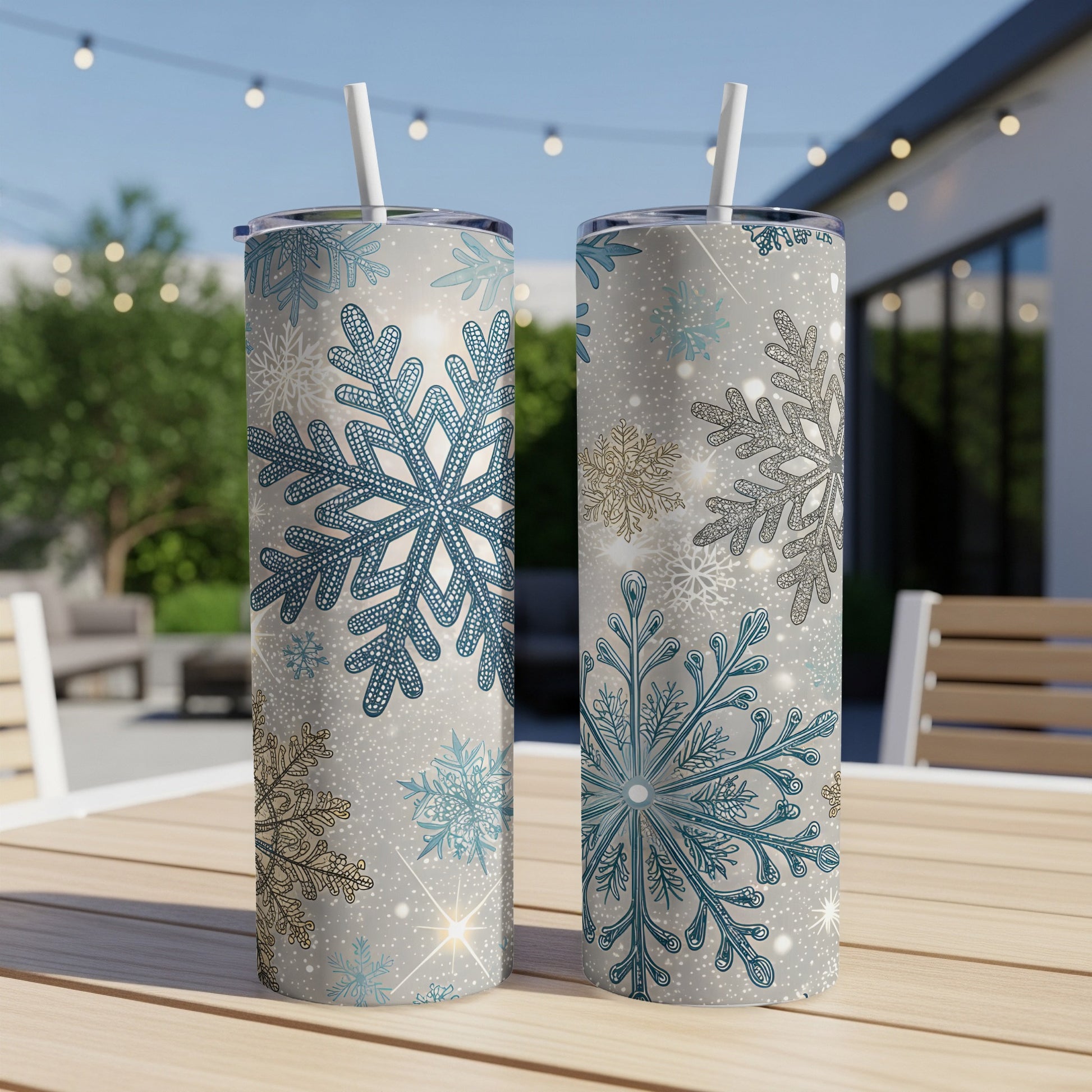 Festive Snowflake Design Insulated Tumbler Cup