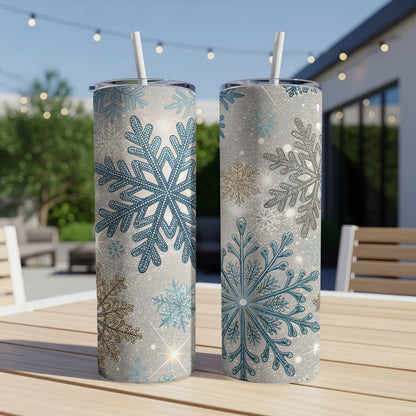 Festive Snowflake Design Insulated Tumbler Cup