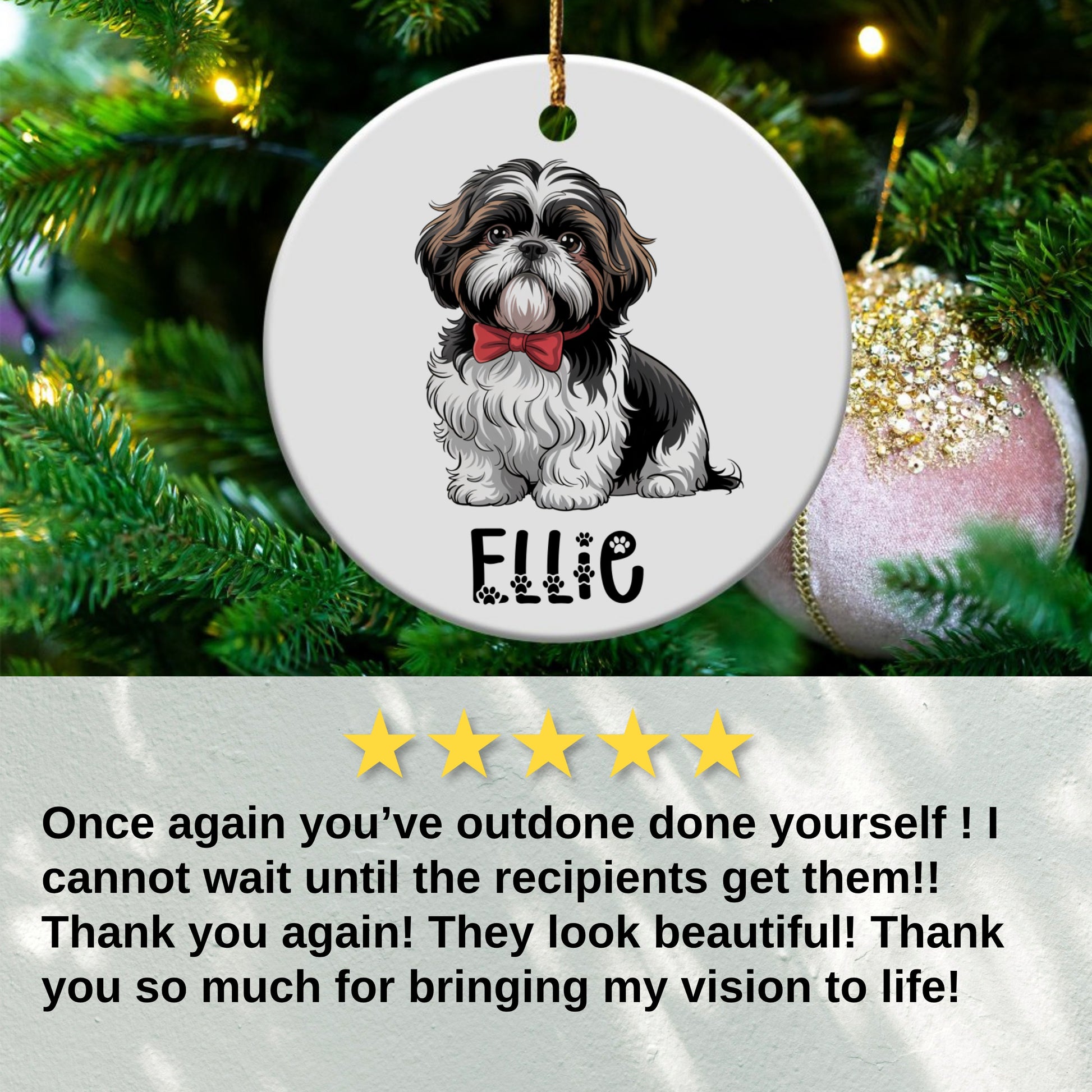 Personalized Cute Dog Custom Christmas Ornament product