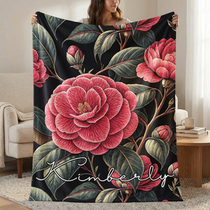Personalized Floral Kimberly Design Cozy Blanket