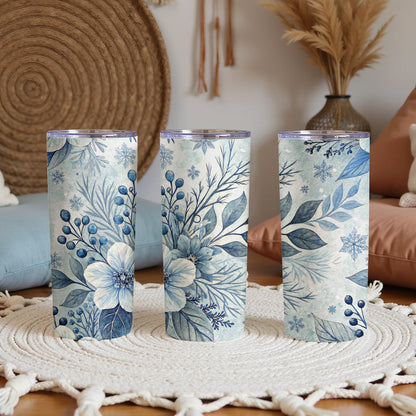 Floral Blueberry Winter Theme Tumblers Holiday Gift