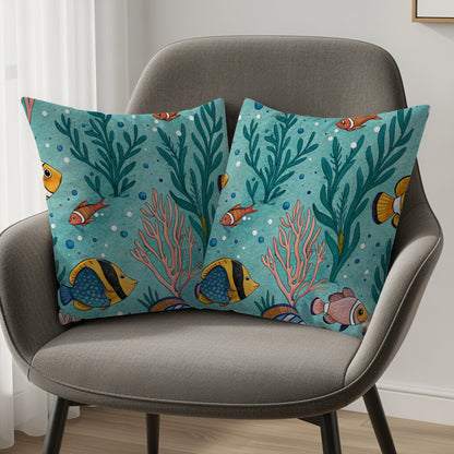 Colorful Underwater Scene Decorative Throw Pillows