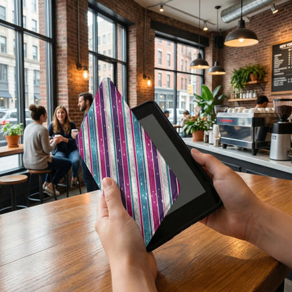 Colorful Striped Tablet Sleeve with Galaxy Design Theme