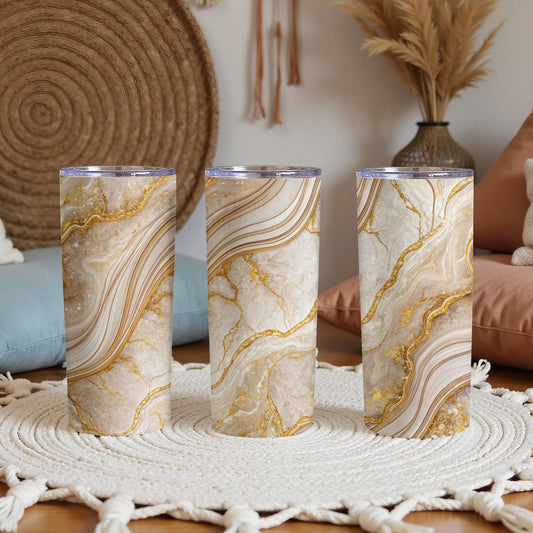 Elegant Gold and Marble Insulated Tumbler 3-Pack Set