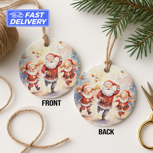 Christmas Santa and Kids Holiday Ornament product