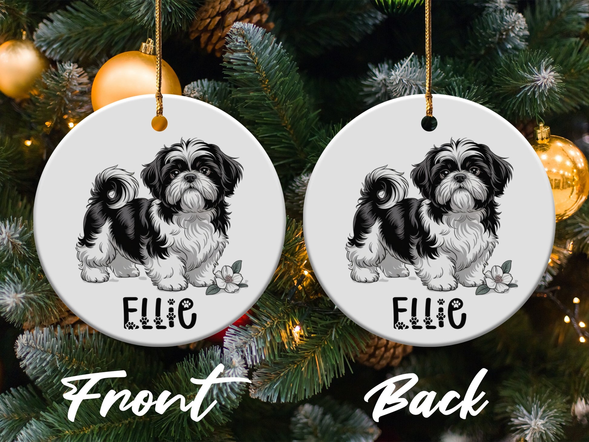 Personalized Dog Illustration Christmas Ornament product