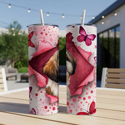 Cute Dog Butterfly Print Insulated Tumbler Cup Product