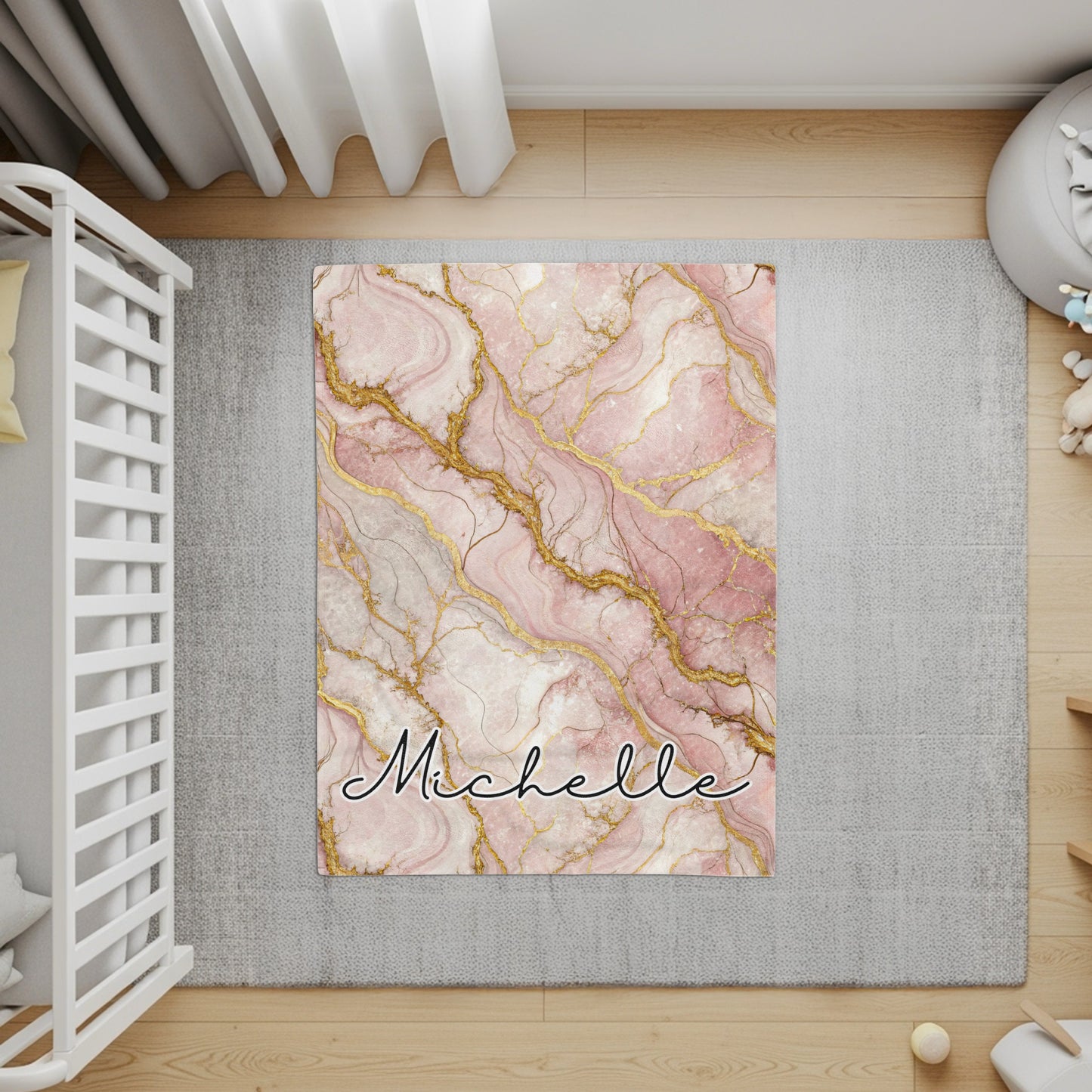 Personalized Pink Marble Look with Michelle Design Rug