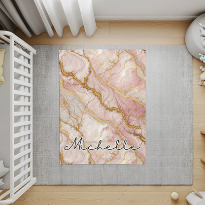 Personalized Pink Marble Look with Michelle Design Rug