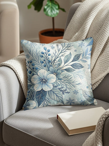 Elegant Blue Floral Design Sofa Cushion Pillow